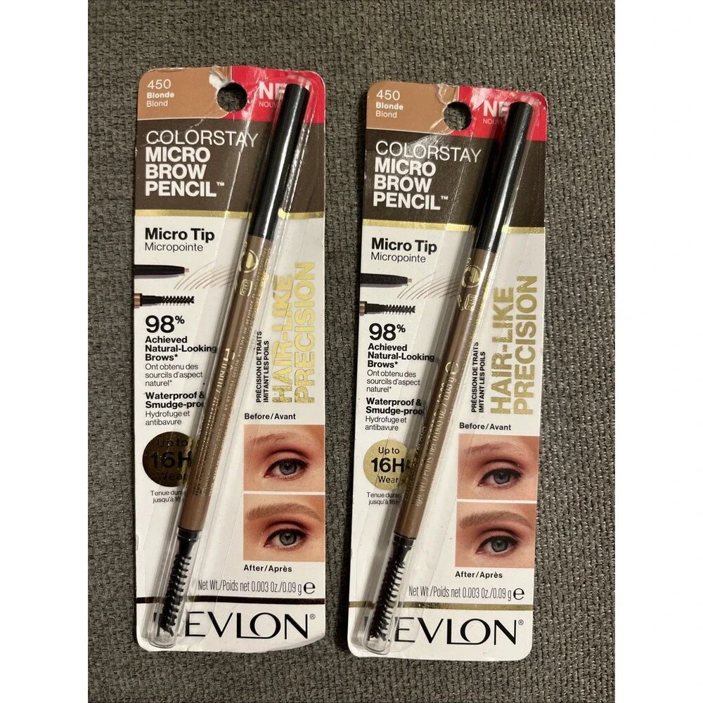 Lot of 2 Revlon Colorstay Micro Brow Pencil 450 Blonde Waterproof Up To 16 Hour